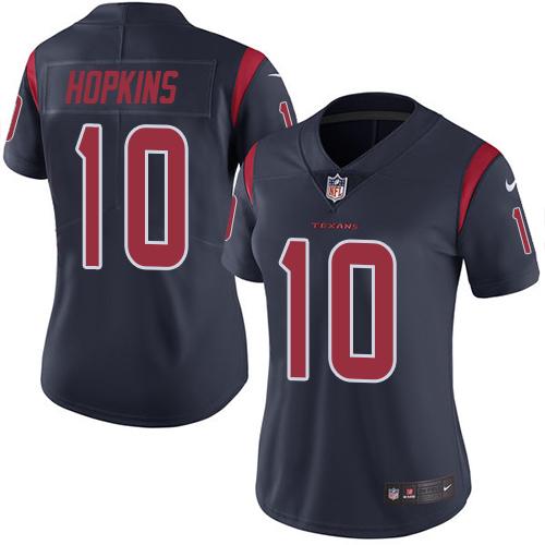 Nike Texans #10 DeAndre Hopkins Navy Blue Women's Stitched NFL Limited Rush Jersey